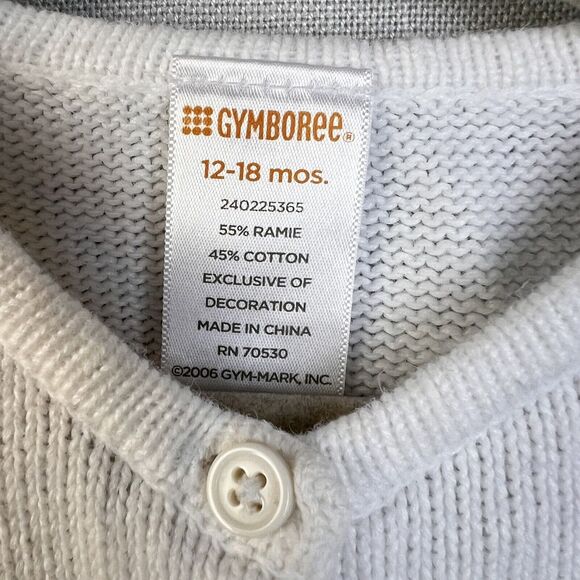Gymboree Button Front Cardigan Sweater Infant 12 -18 Mos White Flowers Cotton - Picture 3 of 5